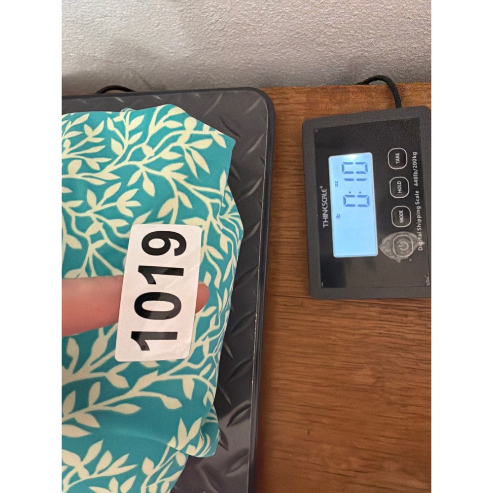 Lands End Womens Sz 14 Teal Leaf Print Ruched One Piece Swimsuit Crossover Back - Picture 8 of 8